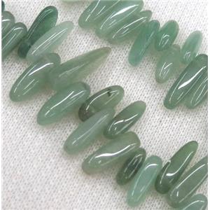 green aventurine beads, chip, freeform stick, approx 12-25mm, 15.5 inches