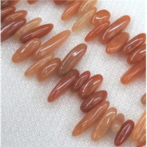 red aventurine beads, chip stick, freeform, approx 12-25mm, 15.5 inches