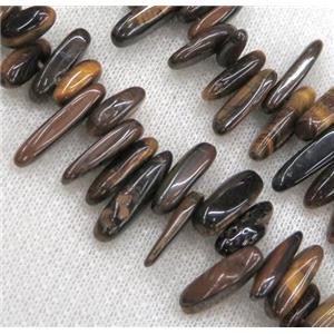 yellow tiger eye beads, chip, freeform stick, approx 12-25mm, 15.5 inches