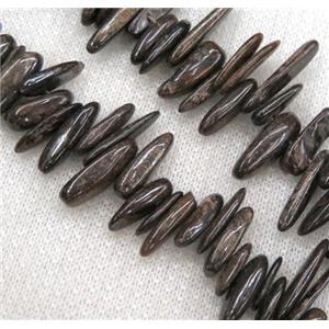 bronzite beads, chip, freeform stick, approx 12-25mm, 15.5 inches