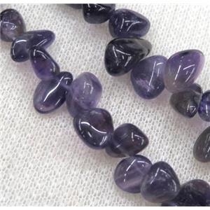 amethyst chips bead, teardrop freeform, purple, approx 6-10mm, 15.5 inches