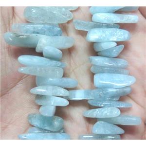 Aquamarine bead, Erose Chip, 3x11mm