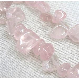 rose quartz chip beads, freeform, approx 6-10mm, 15.5 inches