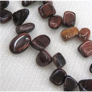 red tiger eye stone bead, chip, freeform, approx 6-10mm, 15.5 inches