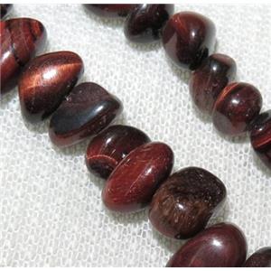 red tiger eye beads, freeform chip, approx 6-10mm, 15.5 inches
