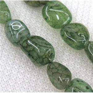 dragon veins agate bead, chip freeform, green, approx 6-10mm, 15.5 inches