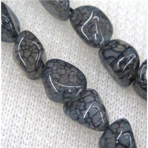 dragon veins agate bead chips, freeform, ink-gray, approx 6-10mm, 15.5 inches