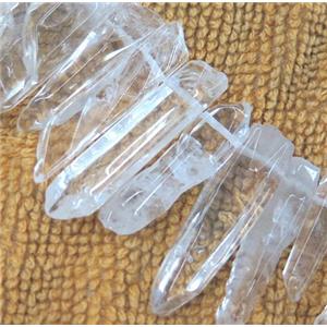 clear quartz bead, stick, freeform, polished, approx 18-45mm, 15.5 inches