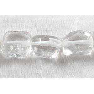 Synthetic Clear Crystal Quartz beads, freeform, 12x15mm, 16 inch length