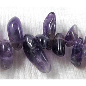 Amethyst beads, freeform Chips, Top-Drilled, 3-5mm wide, 10-20mm length, 16 inch length