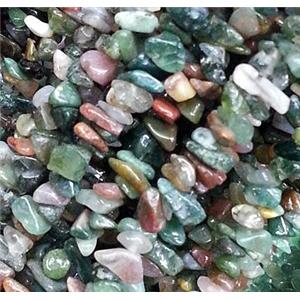 moss agate chips bead, freeform, approx 3-6mm, 32 inchlength