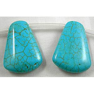 Chalky Turquoise Pendants, stabilized, Flat Trapezoidal, top-drilled, 10-21x30x7.5mm,13pcs per st
