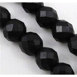 black synthetic Turquoise beads, faceted round, approx 4mm dia, 15.5 inches