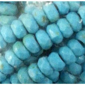 blue synthetic Turquoise beads, faceted rondelle, approx 6x10mm, 15.5 inches