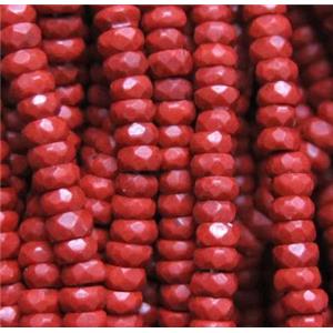 red Turquoise beads, faceted rondelle, synthetical, approx 2x4mm, 15.5 inches