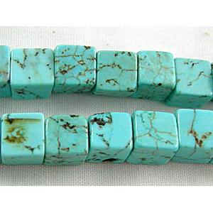 Chalky Turquoise Cube Beads, 6.5x6.5x6mm,64pcs per st