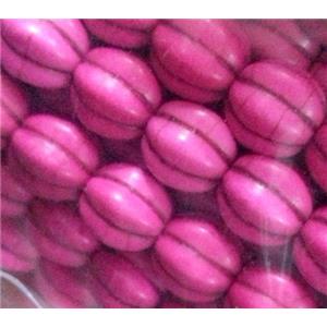hotpink synthetic Turquoise pumpkin beads, approx 12mm dia, 15.5 inches