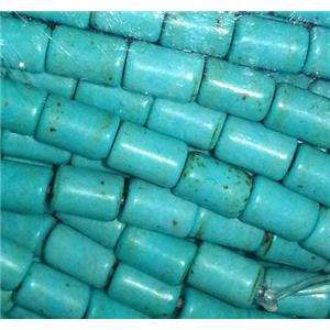 blue turquoise tube beads, synthetical, approx 5x8mm, 15.5 inches
