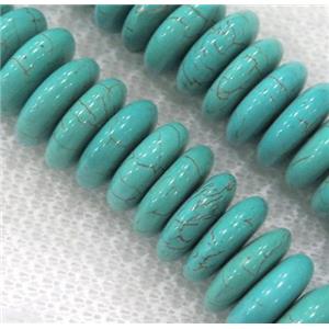 green Assembled Turquoise heishi beads, approx 3x6mm