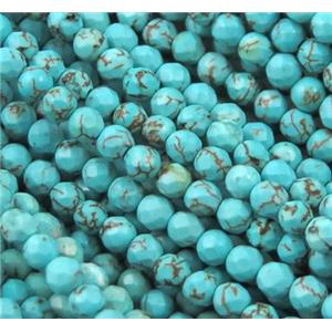 tiny turquoise bead, faceted round, approx 3mm dia