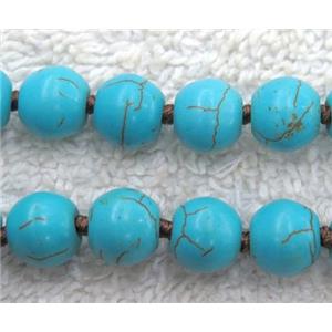 round turquoise beaded knot rosary chain for necklace, synthetic, blue, approx 8mm dia, 36 inches length