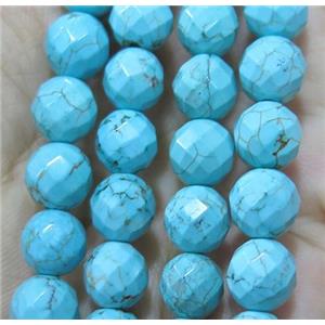 blue Assembled Turquoise beads, faceted round, approx 6mm dia
