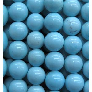Natural Chinese Hubei Turquoise Beads, round, blue, approx 9mm dia