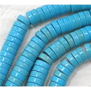 blue synthetic Turquoise heishi beads, approx 2x3mm