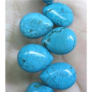 blue turquoise beads, teardrop, top drilled, approx 12x16mm