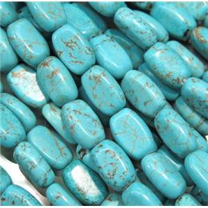 blue turquoise beads, rectangle, approx 8x12mm