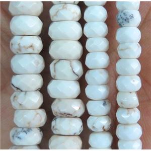 white Magnesite Turquoise beads, faceted rondelle, approx 5x8mm