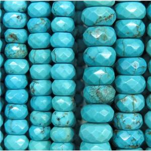 blue Magnesite Turquoise beads, faceted rondelle, approx 5x8mm
