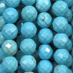 faceted round blue Turquoise beads, approx 10mm dia