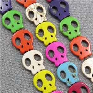 synthetic Turquoise skull beads, mix color, approx 15mm