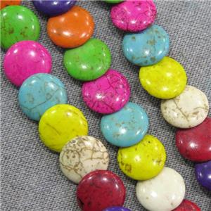 synthetic Turquoise circle beads, mix color, approx 16mm