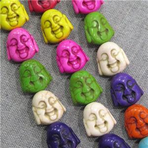 synthetic Turquoise buddha beads, mix color, approx 15mm