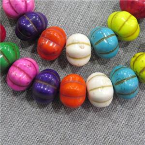 synthetic Turquoise pumpkin beads, mix color, approx 13x18mm