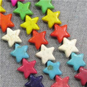 synthetic Turquoise star beads, mix color, approx 30mm