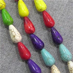 synthetic Turquoise teardrop beads, mix color, approx 12x27mm