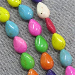 synthetic Turquoise teardrop beads, mix color, approx 13x18mm
