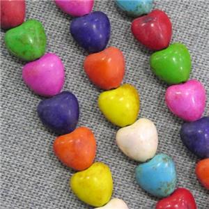 synthetic Turquoise heart beads, mix color, approx 8mm