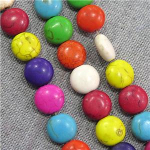 synthetic Turquoise circle beads, mix color, approx 10mm dia