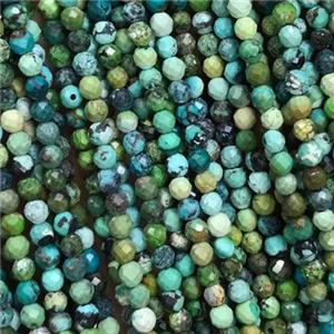 natural tiny Hubei Turquoise seed beads, faceted round, B-grade, approx 3mm dia