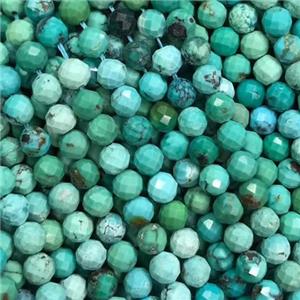 natural Hubei Turquoise beads, faceted round, A-grade, approx 4mm dia