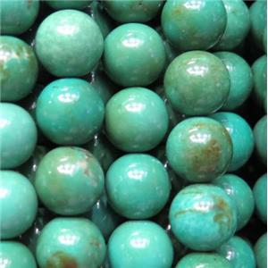 Turquoise beads, round, blue, stabilized, approx 8mm dia