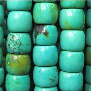 stabilized Turquoise bead, barrel, blue, approx 9x12mm