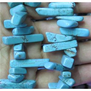 Chalky Turquoise beads, freeform, blue treated, 4x(10-17)mm,approx 100pcs per st