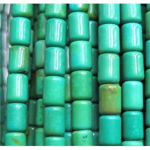 green Turquoise bead, tube, stabilized, approx 5x8mm