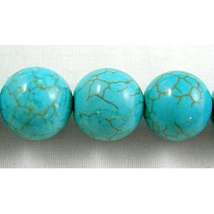 blue Assembled Turquoise beads, round, approx 10mm dia, 15.5 inches