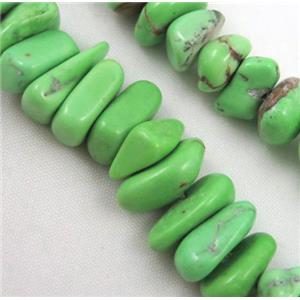 turquoise chips bead, freeform, green, approx 6-15mm
